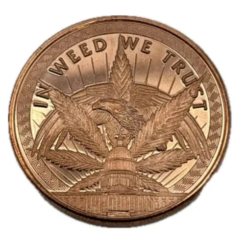 1 oz copper In weed we trust/ caduceus (2)