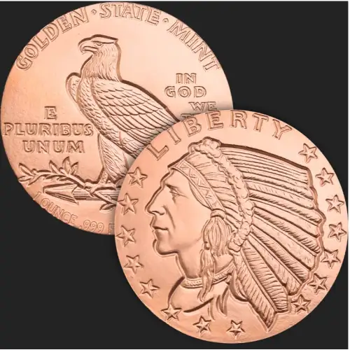 1 oz Copper Incuse Indian GSM