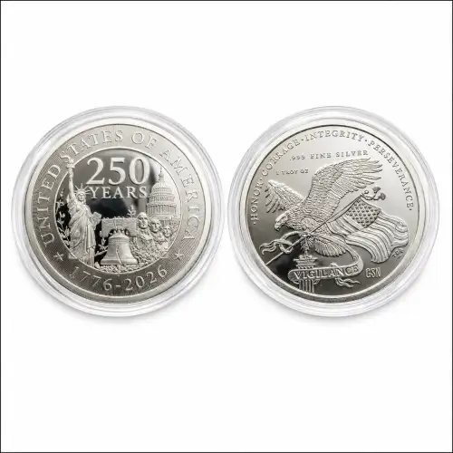 1 OZ SILVER ROUND 250TH ANNIVERSARY