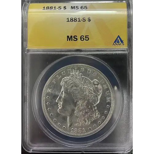 1881(S) - 0.77oz Morgan Silver Dollar - ANACS MS65 (S12B-B12)
