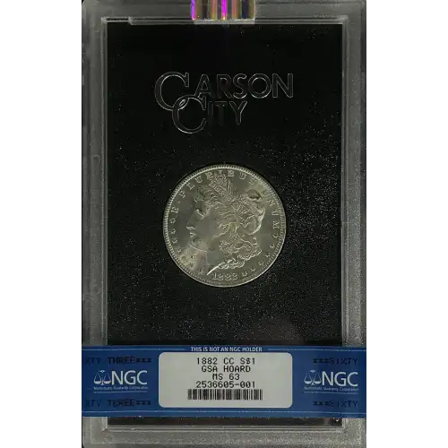 1882(CC) - 0.77oz Morgan Silver Dollar - GSA Hoard NGC MS63 (D-8)
