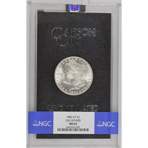 1882(CC) - 0.77oz Morgan Silver Dollar - GSA Hoard NGC MS63 (D-8)