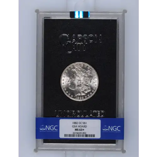 1882(CC) - 0.77oz Morgan Silver Dollar - GSA Hoard NGC MS63+ (D-8)