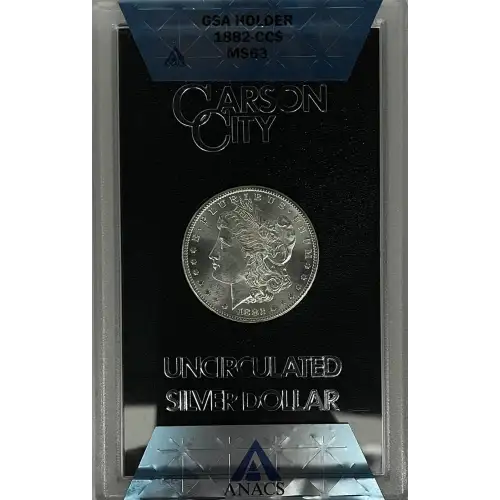 1882(CC) - 0.77oz Morgan Silver Dollar - GSA Holder ANACS MS63 (D-8)