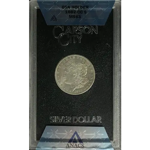 1882(CC) - 0.77oz Morgan Silver Dollar - GSA Holder ANACS MS63 (D-8)