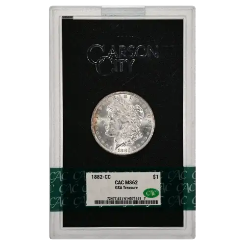 1882(CC) - 0.77oz Morgan Silver Dollar - GSA Treasure CAC MS62 (D-8)