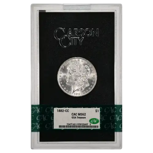 1882(CC) - 0.77oz Morgan Silver Dollar - GSA Treasure CAC MS62 (D-8)