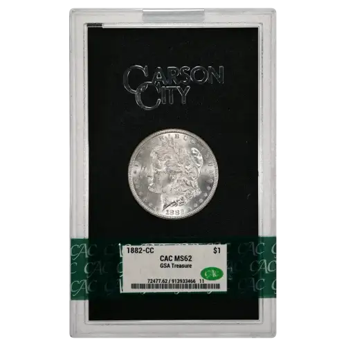 1882(CC) - 0.77oz Morgan Silver Dollar - GSA Treasure CAC MS62 (D-8)