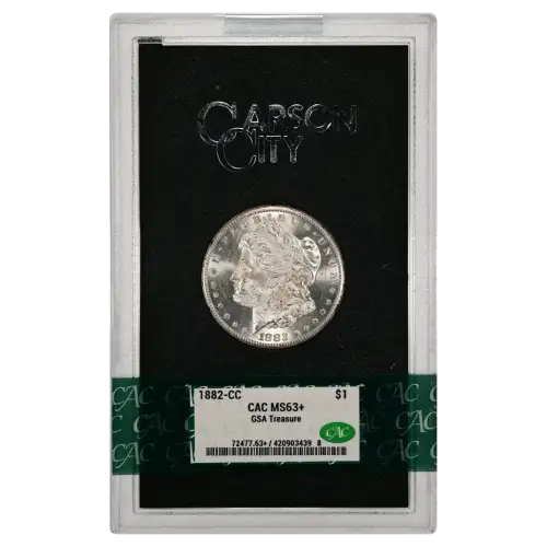1882(CC) - 0.77oz Morgan Silver Dollar - GSA Treasure CAC MS63+ (D-8)