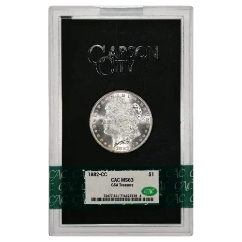 1882(CC) - 0.77oz Morgan Silver Dollar - GSA Treasure CAC MS63 (D-8)