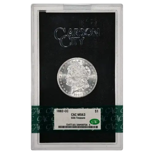 1882(CC) - 0.77oz Morgan Silver Dollar - GSA Treasure CAC MS63 (D-8)