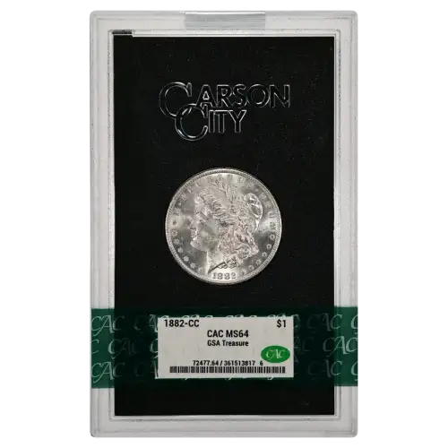 1882(CC) - 0.77oz Morgan Silver Dollar - GSA Treasure CAC MS64 (D-8)