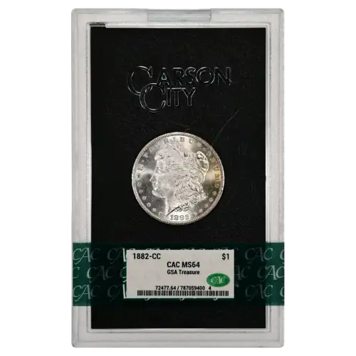 1882(CC) - 0.77oz Morgan Silver Dollar - GSA Treasure CAC MS64 (D-8)