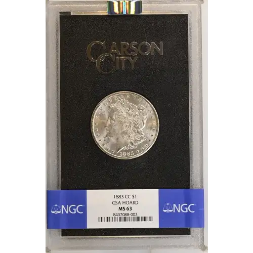 1883(CC) - 0.77oz Morgan Silver Dollar - GSA Hoard NGC MS63 (D-8)