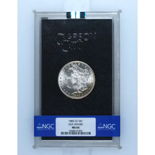 1883(CC) - 0.77oz Morgan Silver Dollar - GSA Hoard NGC MS64 (D-8)