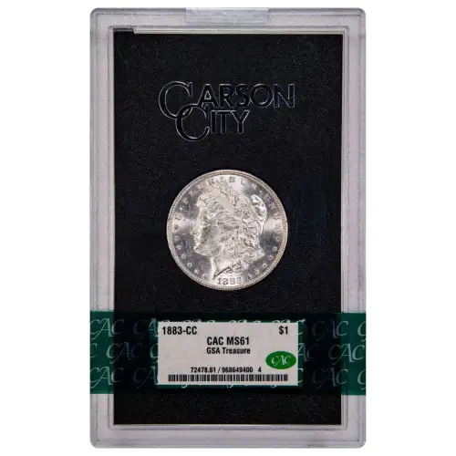 1883(CC) - 0.77oz Morgan Silver Dollar - GSA Treasure CAC MS61 (D-8)