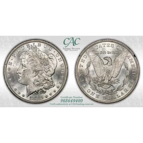 1883(CC) - 0.77oz Morgan Silver Dollar - GSA Treasure CAC MS61 (D-8)