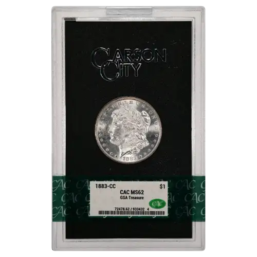 1883(CC) - 0.77oz Morgan Silver Dollar - GSA Treasure CAC MS62 (D-8)