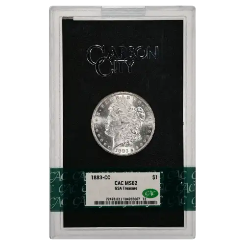 1883(CC) - 0.77oz Morgan Silver Dollar - GSA Treasure CAC MS62 (D-8)