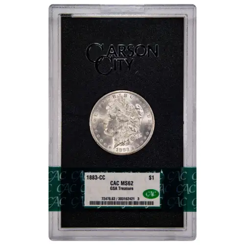 1883(CC) - 0.77oz Morgan Silver Dollar - GSA Treasure CAC MS62 (D-8)