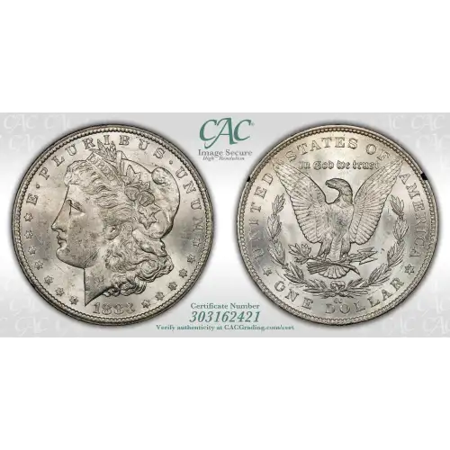 1883(CC) - 0.77oz Morgan Silver Dollar - GSA Treasure CAC MS62 (D-8) (3)