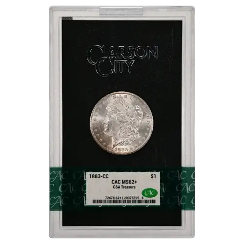 1883(CC) - 0.77oz Morgan Silver Dollar - GSA Treasure CAC MS62+ (D-8)