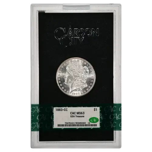 1883(CC) - 0.77oz Morgan Silver Dollar - GSA Treasure CAC MS63 (D-8)
