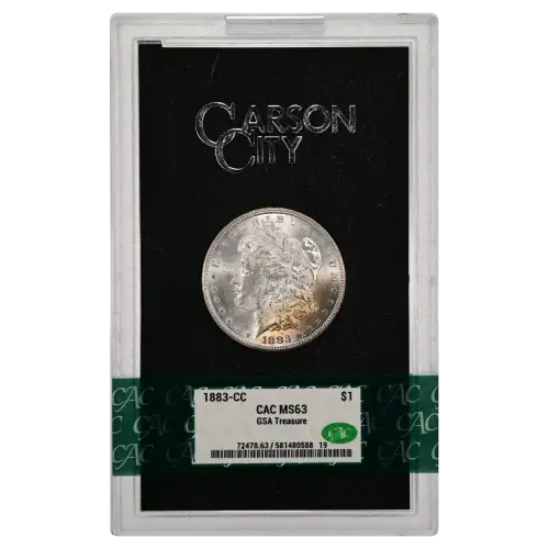 1883(CC) - 0.77oz Morgan Silver Dollar - GSA Treasure CAC MS63 (D-8)