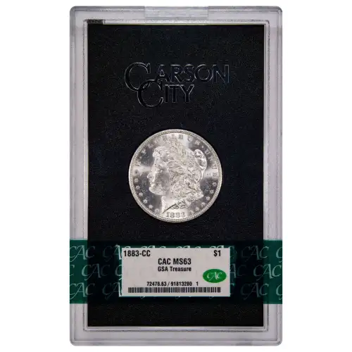 1883(CC) - 0.77oz Morgan Silver Dollar - GSA Treasure CAC MS63 (D-8)