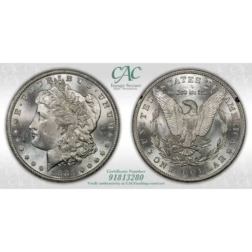 1883(CC) - 0.77oz Morgan Silver Dollar - GSA Treasure CAC MS63 (D-8)