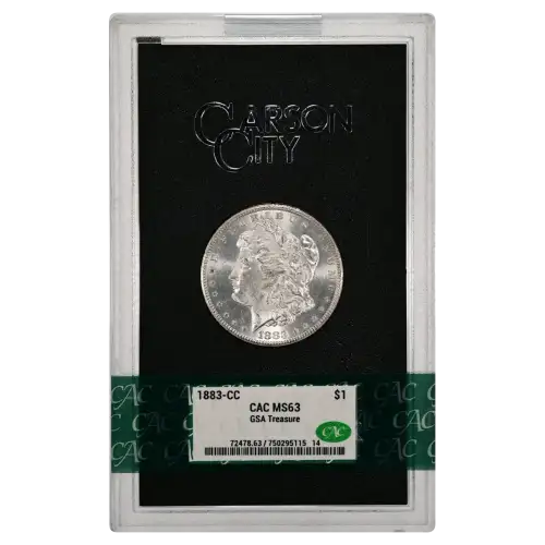 1883(CC) - 0.77oz Morgan Silver Dollar - GSA Treasure CAC MS63 (D-8)