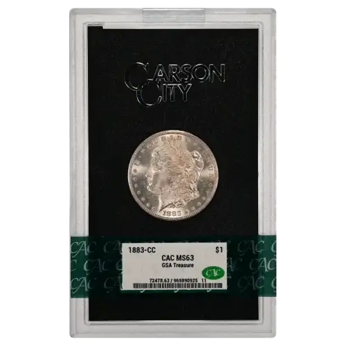 1883(CC) - 0.77oz Morgan Silver Dollar - GSA Treasure CAC MS63 (D-8)
