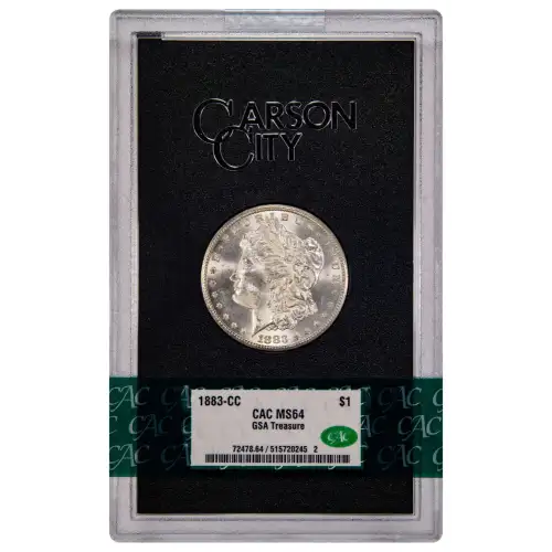1883(CC) - 0.77oz Morgan Silver Dollar - GSA Treasure CAC MS64 (D-8)