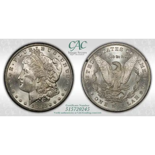 1883(CC) - 0.77oz Morgan Silver Dollar - GSA Treasure CAC MS64 (D-8)