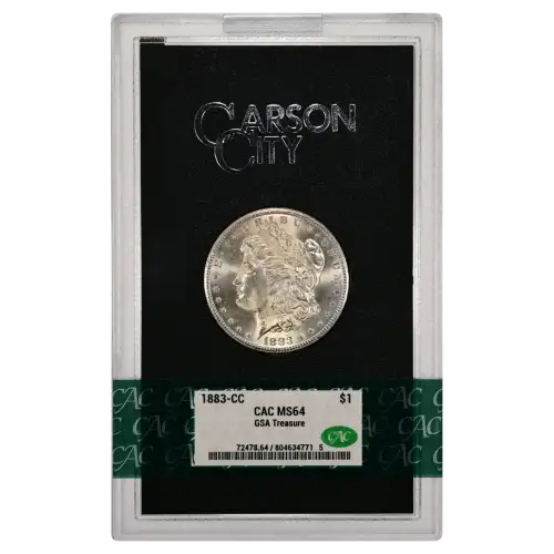1883(CC) - 0.77oz Morgan Silver Dollar - GSA Treasure CAC MS64 (D-8)