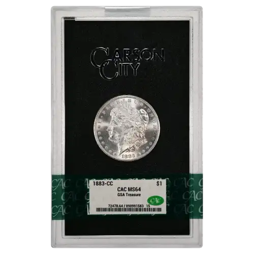 1883(CC) - 0.77oz Morgan Silver Dollar - GSA Treasure CAC MS64 (D-8)