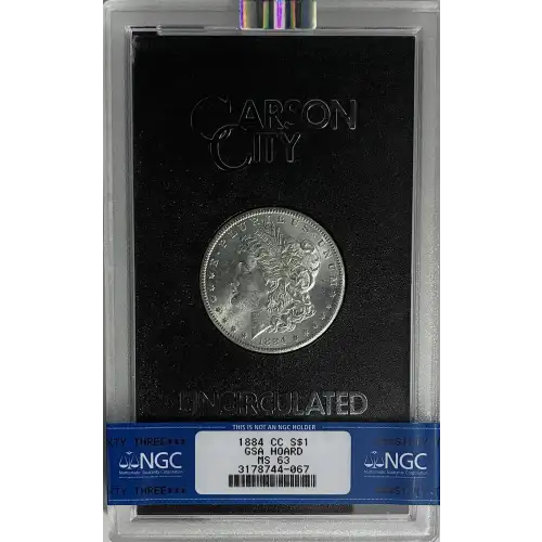 1884(CC) - 0.77oz Morgan Silver Dollar - GSA Hoard MS63 (D-8)