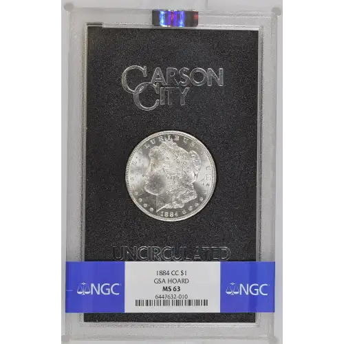 1884(CC) - 0.77oz Morgan Silver Dollar - GSA Hoard NGC MS63 (D-8)