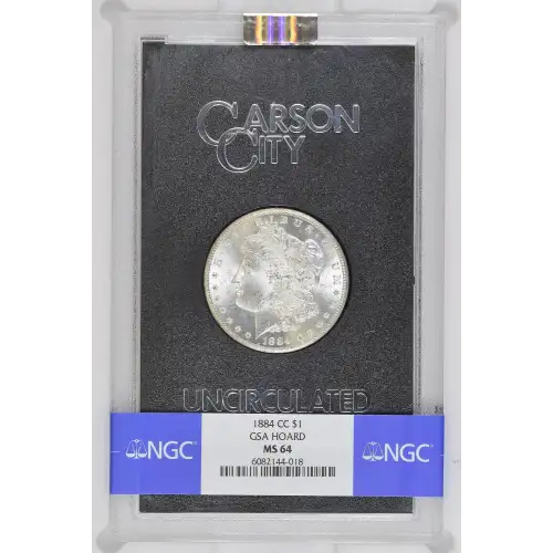 1884(CC) - 0.77oz Morgan Silver Dollar - GSA Hoard NGC MS64 (D-8)