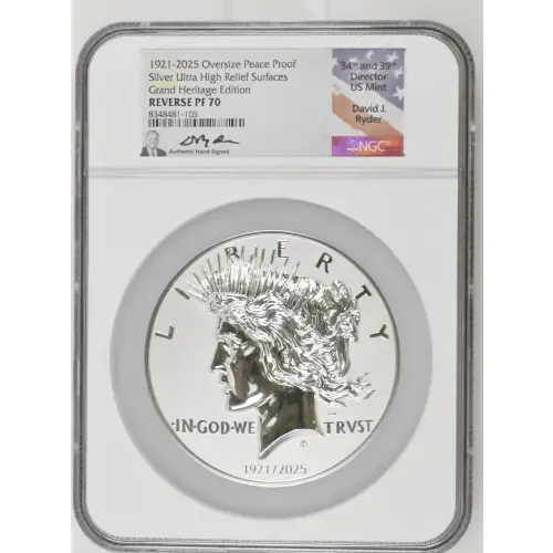 1921-2025 2oz Oversize Peace Proof Silver Ultra High Relief Grand Heritage Edition REVERSE PF70 (D-8)