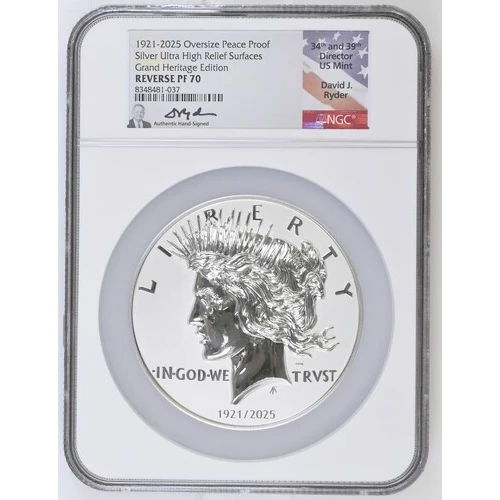 1921-2025 Overzize Peace Proof Silver Ultra High Relief Grand Heritage Edition PF70 (B4)