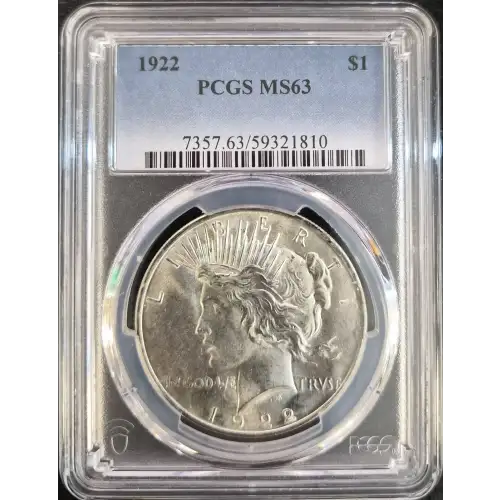 1922 Silver Eagle PCGS MS63 (Storage 10A)