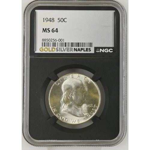 1948 - 0.3617oz Silver Franklin Half Dollar - NGC MS64 (S13B-B1) (2)