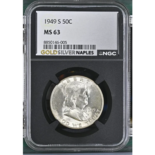 1949(S) - 0.3617oz Silver Franklin Half Dollar - NGC MS63 (S13B-B6) (2)