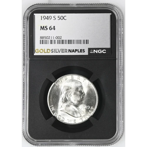 1949(S) - 0.3617oz Silver Franklin Half Dollar - NGC MS64 (S13B-B5) (2)