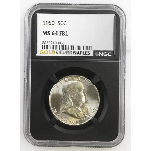 1950 - 0.3617oz Silver Franklin Half Dollar - NGC MS64 FBL (S13B-B15) (2)