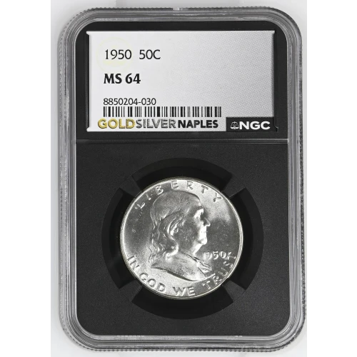 1950 - 0.3617oz Silver Franklin Half Dollar - NGC MS64 (S13B-B8)