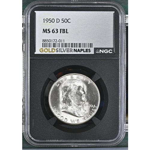 1950(D) - 0.3617oz Silver Franklin Half Dollar - NGC MS63 FBL (S13B-B5)