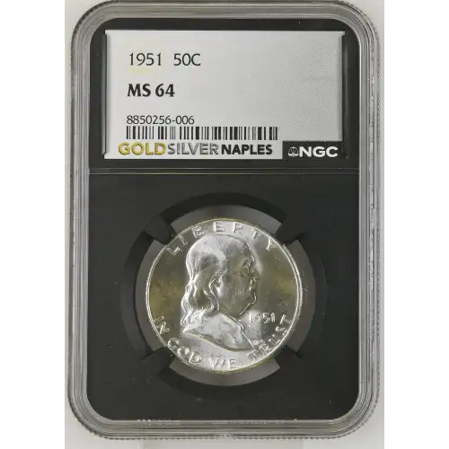 1951 - 0.3575oz Silver Franklin Half Dollar NGC MS64 (S13B-B1)