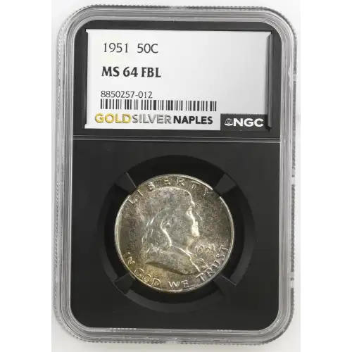 1951 - 0.3617oz Silver Franklin Half Dollar - NGC MS64 FBL (S13B-B1)
